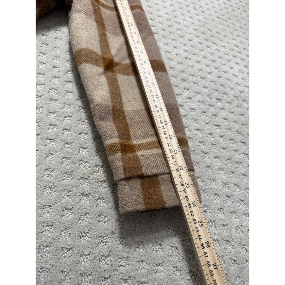 Vintage 1960s Woolrich Wool Plaid Jacket Brown Faux Fur Lined Talon Zip Mens S - Picture 10 of 10